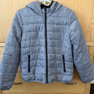 Gray Quilted Hooded Jacket